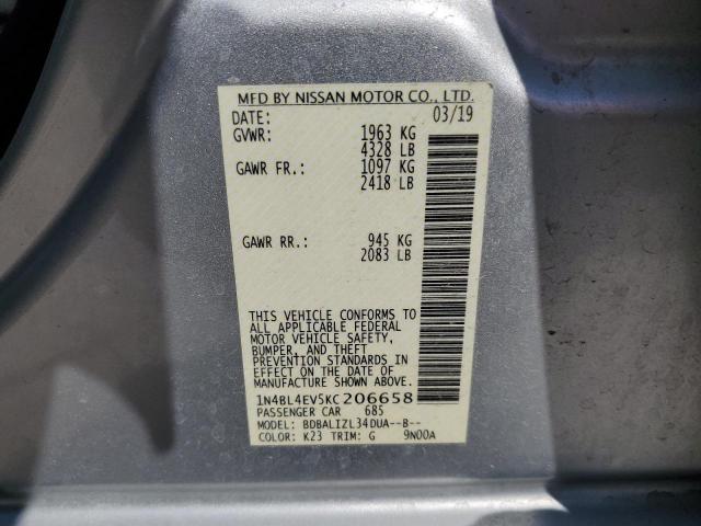 Photo 10 from auction – 2019 NISSAN ALTIMA SL with VIN 1N4BL4EV5KC206658