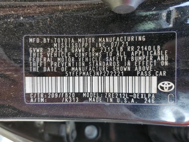 Photo 10 from auction – 2022 TOYOTA COROLLA LE with VIN 5YFEPMAE3NP272221
