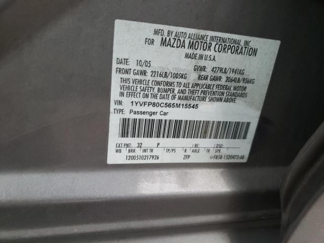 Photo 10 from auction – 2006 MAZDA 6 I with VIN 1YVFP80C565M15545