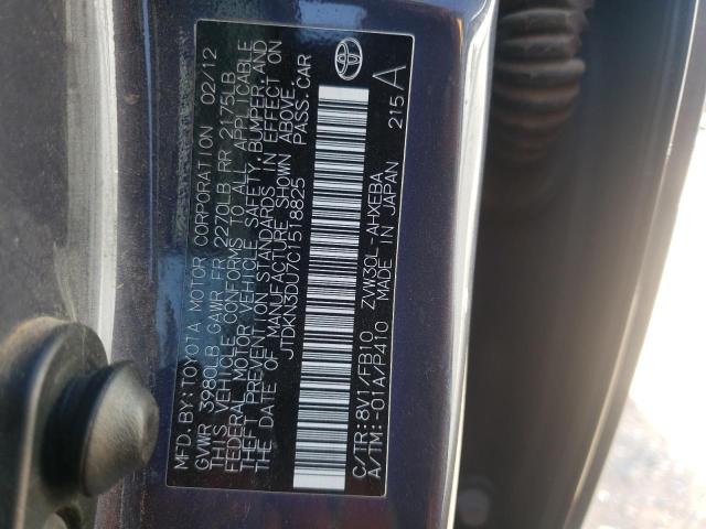 Photo 10 from auction – 2012 TOYOTA PRIUS with VIN JTDKN3DU7C1518825