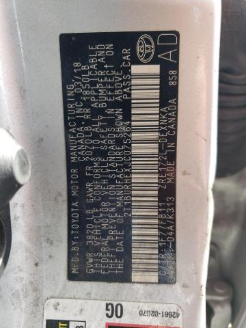 Photo 10 from auction – 2018 TOYOTA COROLLA L with VIN 2T1BURHEXJC075264