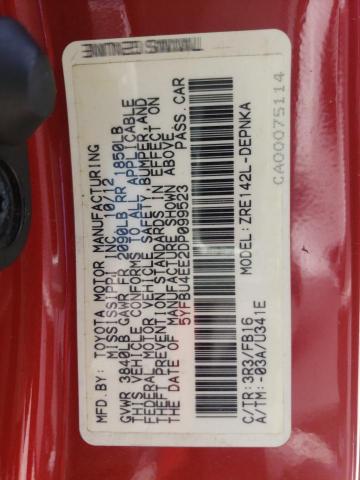 Photo 10 from auction – 2013 TOYOTA COROLLA BA with VIN 5YFBU4EE2DP099523