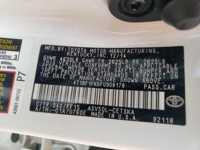 Photo 10 from auction – 2015 TOYOTA CAMRY LE with VIN 4T1BF1FK6FU908178
