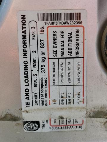 Photo 10 from auction – 2010 FORD FOCUS SE with VIN 1FAHP3FN3AW232356