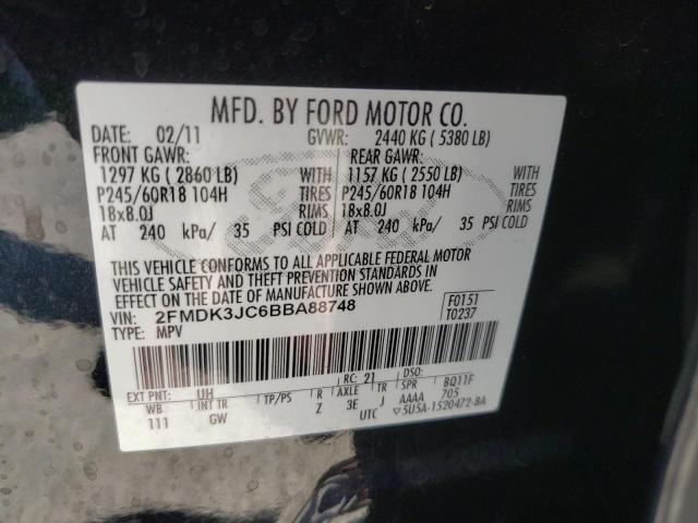 Photo 10 from auction – 2011 FORD EDGE SEL with VIN 2FMDK3JC6BBA88748