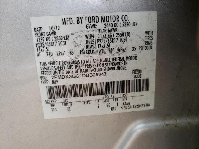 Photo 10 from auction – 2013 FORD EDGE SE with VIN 2FMDK3GC1DBB25943