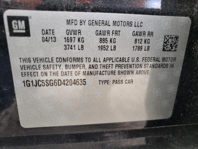 Photo 10 from auction – 2013 CHEVROLET SONIC LT with VIN 1G1JC5SG6D4204635