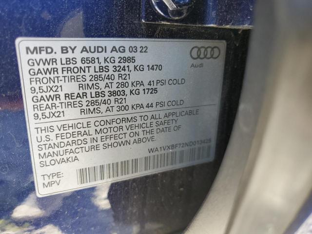 Photo 10 from auction – 2022 AUDI Q7 PRESTIG with VIN WA1VXBF72ND013425