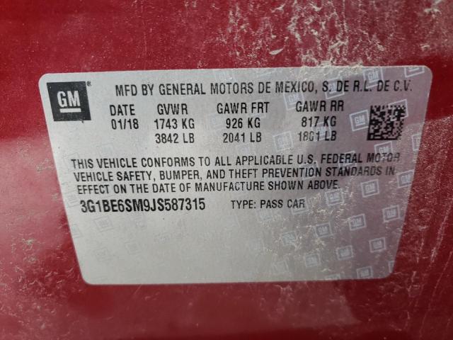 Photo 10 from auction – 2018 CHEVROLET CRUZE LT with VIN 3G1BE6SM9JS587315