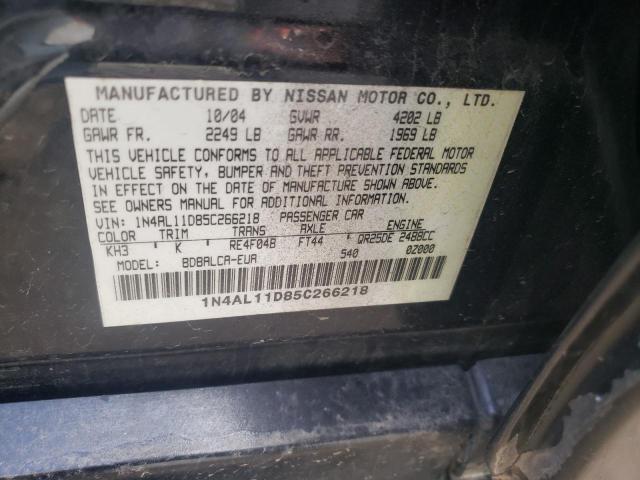 Photo 10 from auction – 2005 NISSAN ALTIMA S with VIN 1N4AL11D85C266218