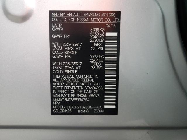Photo 10 from auction – 2015 NISSAN ROGUE S with VIN KNMAT2MT8FP554754