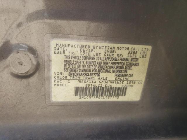 Photo 10 from auction – 2012 NISSAN VERSA S with VIN 3N1CN7AP2CL927790