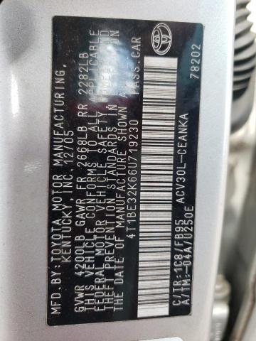 Photo 10 from auction – 2006 TOYOTA CAMRY LE with VIN 4T1BE32K66U719230