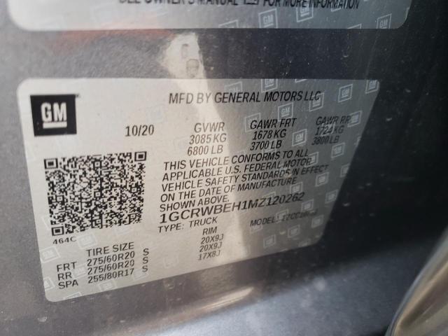 Photo 10 from auction – 2021 CHEVROLET SILVERADO with VIN 1GCRWBEH1MZ120262