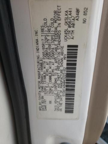 Photo 10 from auction – 2004 TOYOTA SEQUOIA LI with VIN 5TDBT48A04S223162