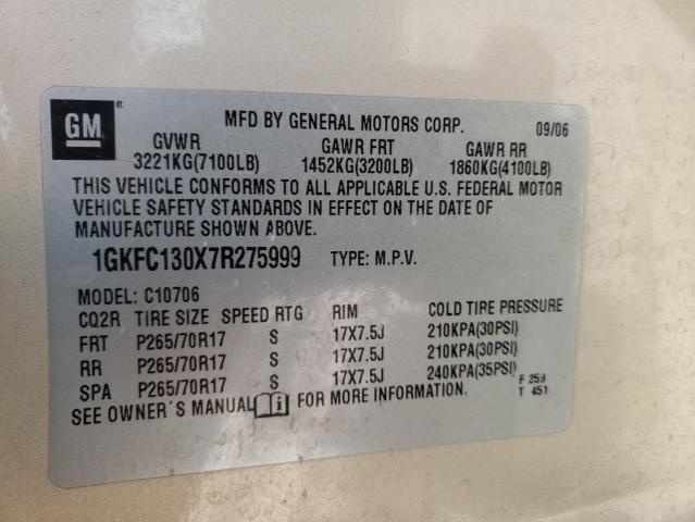 Photo 10 from auction – 2007 GMC YUKON with VIN 1GKFC130X7R275999