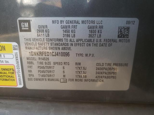 Photo 10 from auction – 2012 CHEVROLET TRAVERSE L with VIN 1GNKRFED1CJ410096