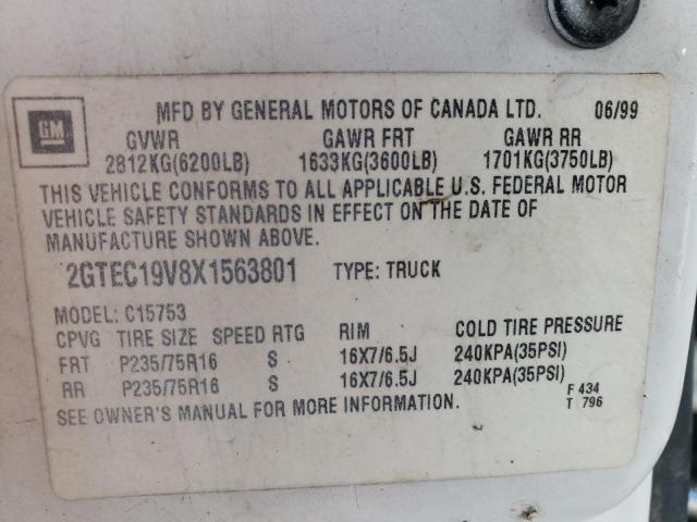 Photo 10 from auction – 1999 GMC NEW SIERRA with VIN 2GTEC19V8X1563801