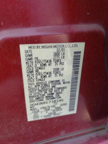 Photo 10 from auction – 2005 NISSAN PATHFINDER with VIN 5N1AR18U95C738596