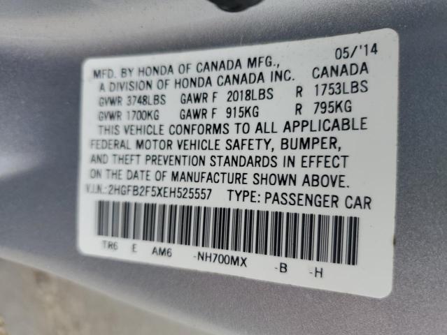 Photo 10 from auction – 2014 HONDA CIVIC LX with VIN 2HGFB2F5XEH525557