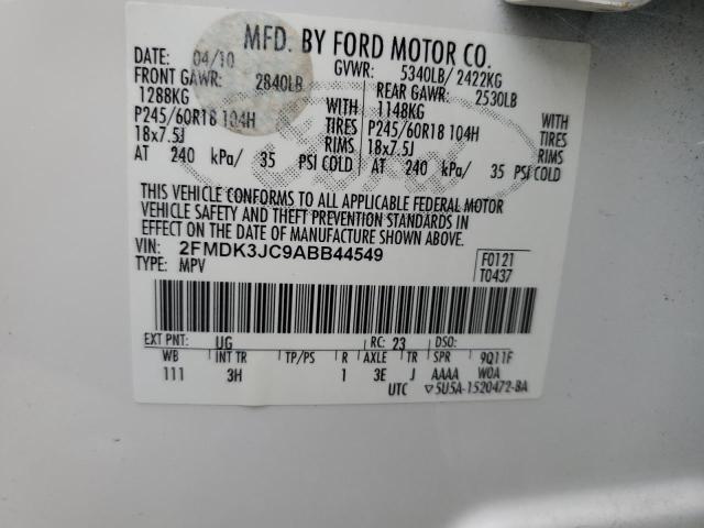 Photo 10 from auction – 2010 FORD EDGE SEL with VIN 2FMDK3JC9ABB44549