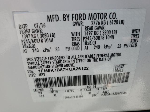 Photo 10 from auction – 2017 FORD EXPLORER with VIN 1FM5K7B87HGA26122