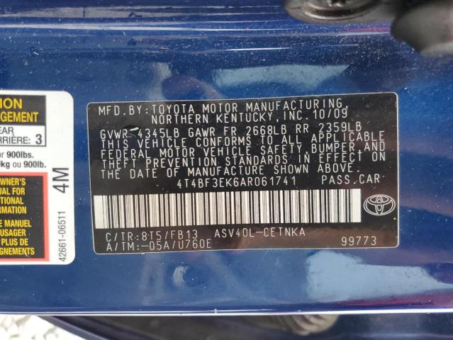 Photo 10 from auction – 2010 TOYOTA CAMRY BASE with VIN 4T4BF3EK6AR061741