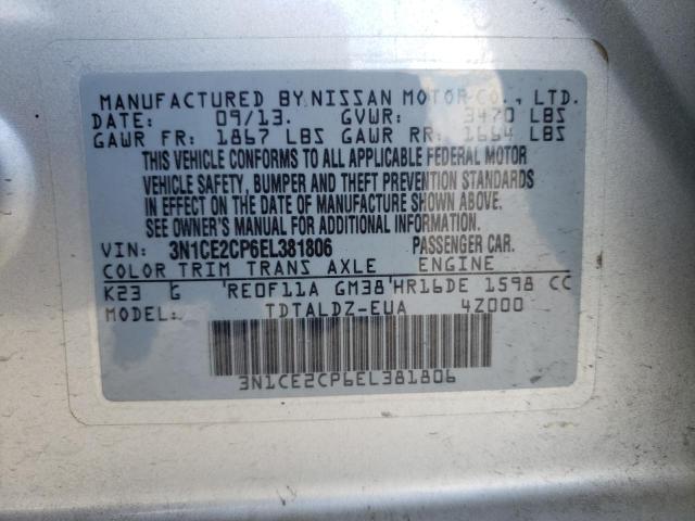 Photo 10 from auction – 2014 NISSAN VERSA with VIN 3N1CE2CP6EL381806
