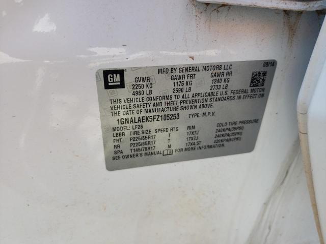 Photo 10 from auction – 2015 CHEVROLET EQUINOX LS with VIN 1GNALAEK5FZ105253