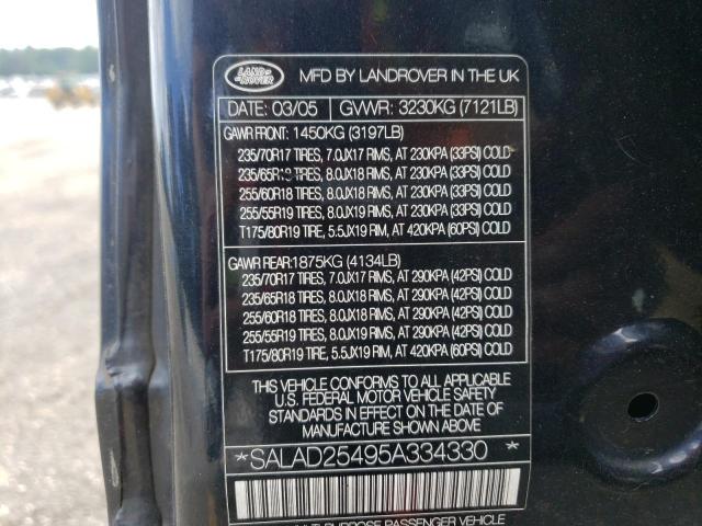 Photo 10 from auction – 2005 LAND ROVER LR3 SE with VIN SALAD25495A334330
