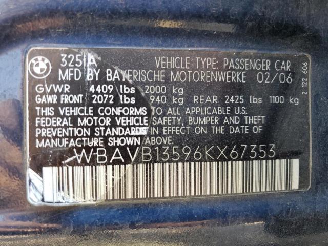 Photo 10 from auction – 2006 BMW 325 I with VIN WBAVB13596KX67353