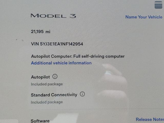 Photo 8 from auction – 2022 TESLA MODEL 3 with VIN 5YJ3E1EA1NF142954
