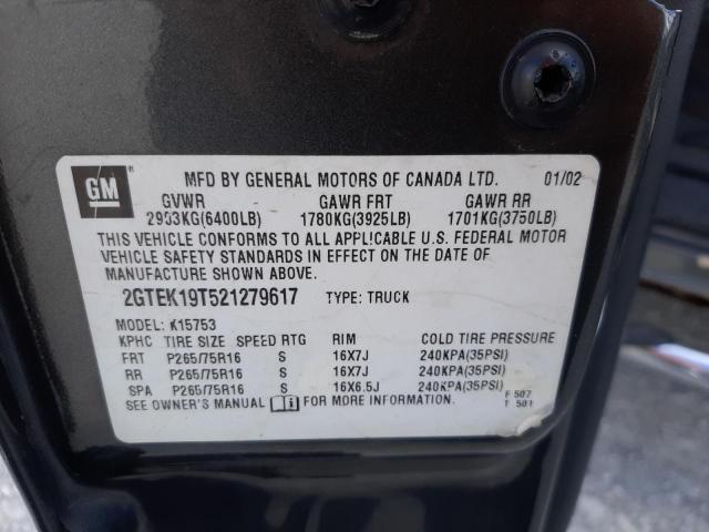 Photo 10 from auction – 2002 GMC NEW SIERRA with VIN 2GTEK19T521279617