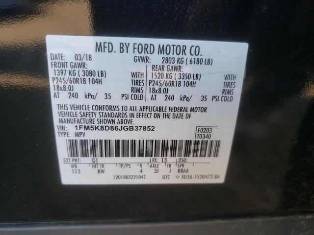 Photo 10 from auction – 2018 FORD EXPLORER X with VIN 1FM5K8D86JGB37852