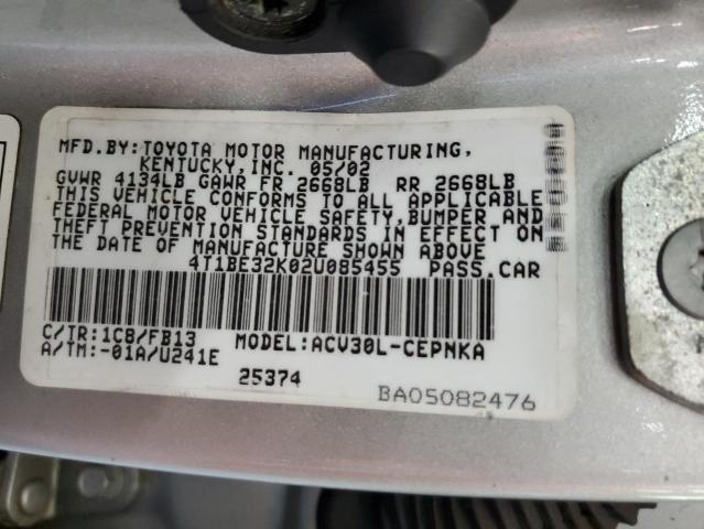 Photo 10 from auction – 2002 TOYOTA CAMRY with VIN 4T1BE32K02U085455