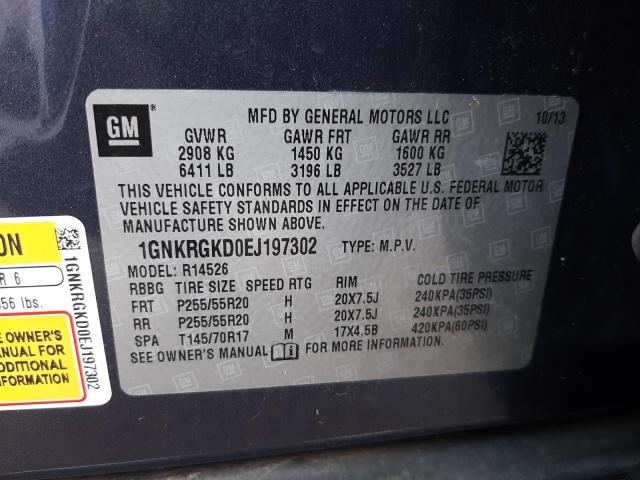 Photo 10 from auction – 2014 CHEVROLET TRAVERSE L with VIN 1GNKRGKD0EJ197302