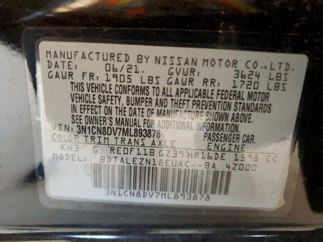 Photo 10 from auction – 2021 NISSAN VERSA S with VIN 3N1CN8DV7ML893878