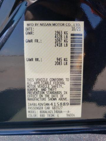 Photo 10 from auction – 2021 NISSAN ALTIMA SV with VIN 1N4BL4DV5MN415889
