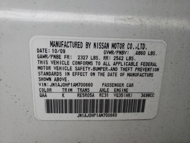 Photo 10 from auction – 2010 INFINITI EX35 BASE with VIN JN1AJ0HP1AM700660