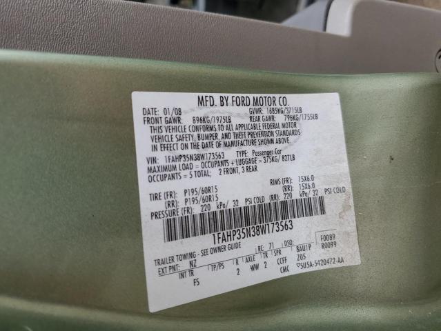 Photo 10 from auction – 2008 FORD FOCUS SE with VIN 1FAHP35N38W173563
