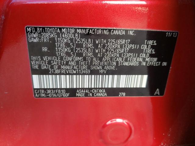 Photo 10 from auction – 2013 TOYOTA RAV4 LE with VIN 2T3BFREVXDW113469
