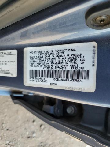 Photo 10 from auction – 2003 TOYOTA CAMRY LE with VIN 4T1BE32K13U734133