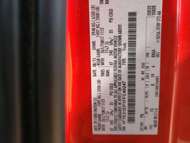 Photo 10 from auction – 2015 FORD F150 SUPER with VIN 1FTEX1EP1FFC49247