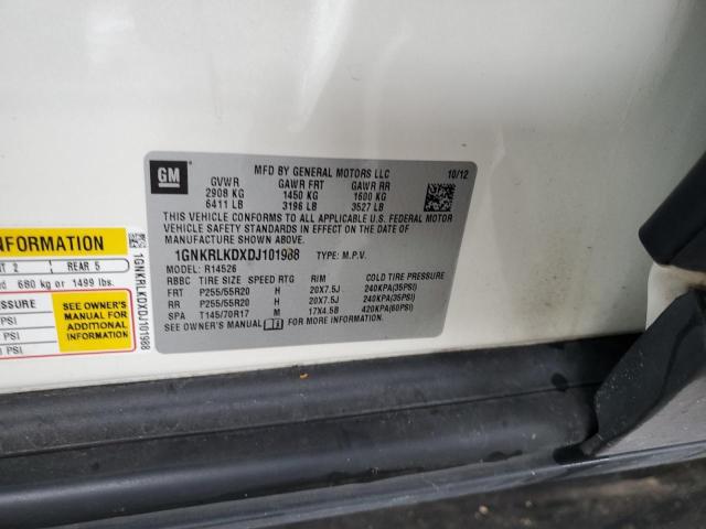 Photo 10 from auction – 2013 CHEVROLET TRAVERSE L with VIN 1GNKRLKDXDJ101988