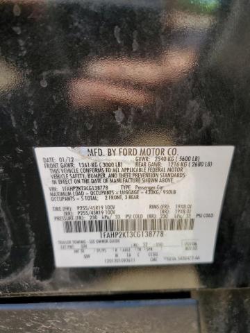 Photo 10 from auction – 2012 FORD TAURUS SHO with VIN 1FAHP2KT3CG138778