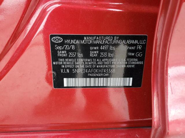 Photo 10 from auction – 2019 HYUNDAI SONATA SE with VIN 5NPE24AF0KH743368