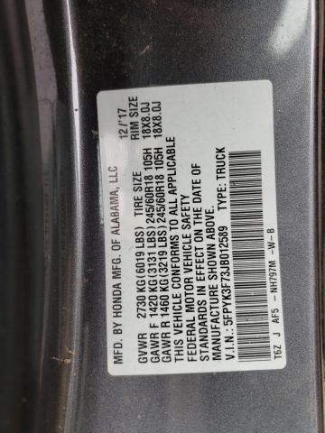 Photo 10 from auction – 2018 HONDA RIDGELINE with VIN 5FPYK3F73JB012589
