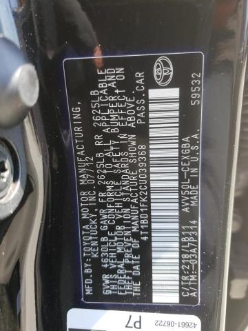 Photo 10 from auction – 2012 TOYOTA CAMRY HYBR with VIN 4T1BD1FK2CU039368