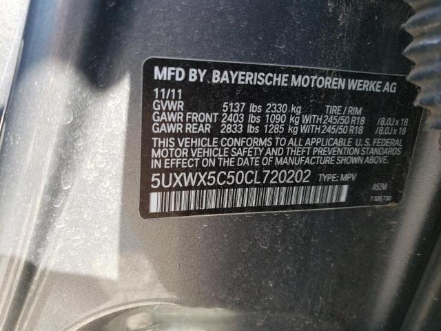 Photo 10 from auction – 2012 BMW X3 with VIN 5UXWX5C50CL720202