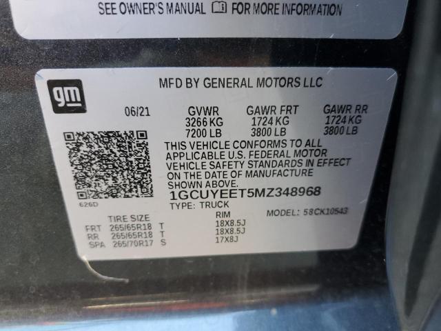 Photo 10 from auction – 2021 CHEVROLET SILVERADO with VIN 1GCUYEET5MZ348968